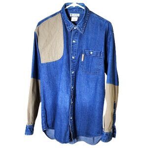 Columbia Men's Factory Faded Denim Button  Shirt Medium Cowboy Country 0730
